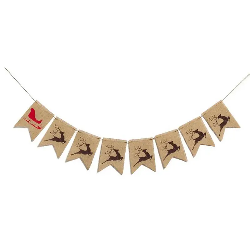 1 шт. Баннер Висячие Льняные оленьи сани гирлянда Burgee Pull флаг вечерние принадлежности баннер для Рождества