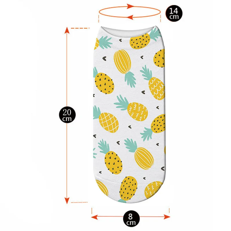 Новый 3D принтом тропических носки с ананасами для женщин Красивые гайка кактус