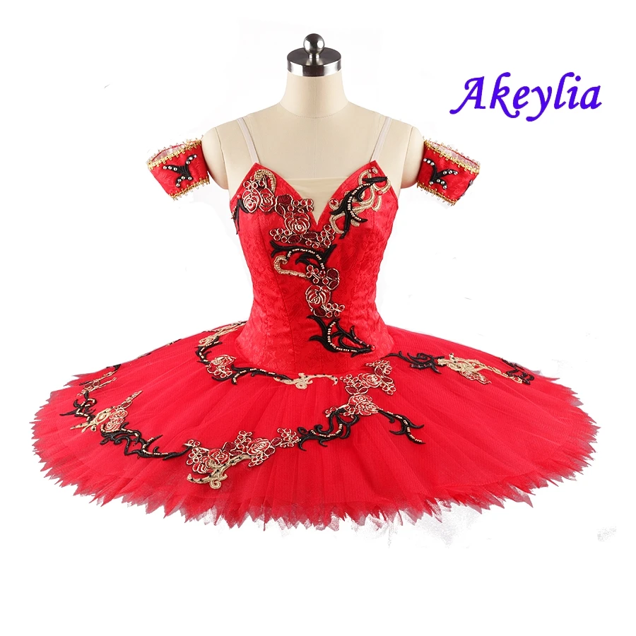 No Elasticity Red Don Quixote Ballet tutu Costumes Girls Paquita Professional Ballet Dress Stage Pancake Platter Tutu For Child