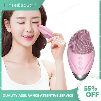 

Heated Facial Cleansing Brush Electric Washing Brush Silicone Sonic Heating Facial Brush Pore Cleanser Massage