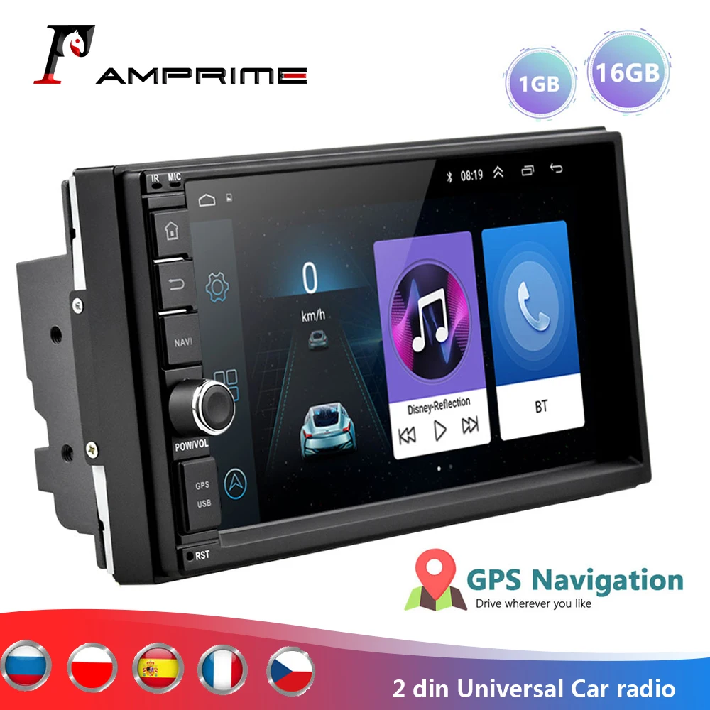 Автомагнитола AMPrime 2 Din 7 дюймов Android GPS навигация Bluetooth сенсорный экран Wi Fi стерео FM