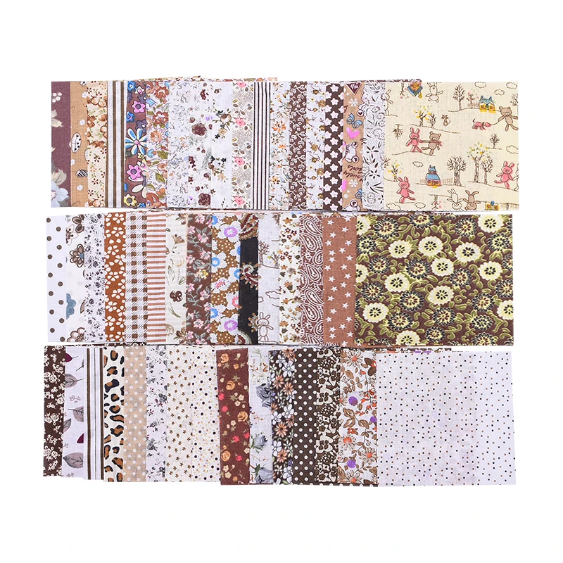 

50pcs 10*10cm Squares Fabric Mix Color Cotton Patchwork Fabric Cloth Sewing Quilting Fabrics DIY Handmade Material Sewing Fabric