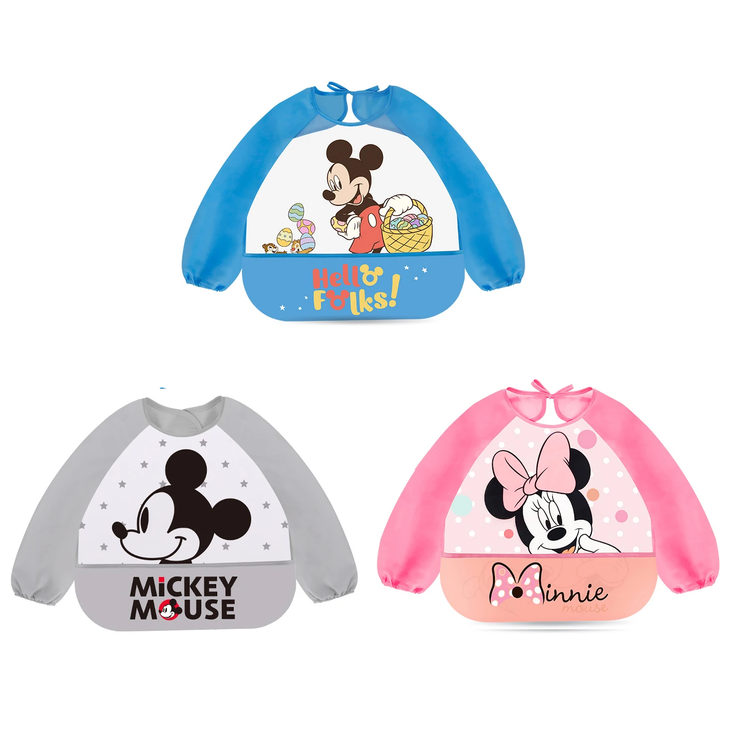 Disney-babero para bebé, bata de cena impermeable, suave, antisuciedad, de manga larga, para Otoño e Invierno