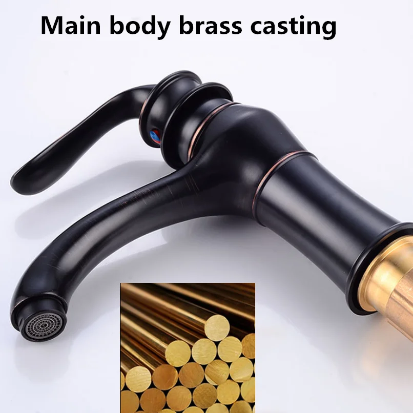 European Black Retro / Electroplating Hot And Cold Water Mixed Washbasin Faucet Home Bathroom Vanity Basin Counter Basin Tap