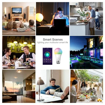 

Tuya Smart Life Wifi Smart Led Light Bulb Lamp E27 10W 900Lm RGB+6500K Cold White Light Works with Alexa Google Home IFTTT