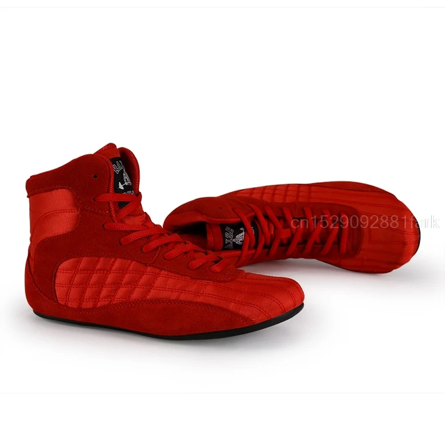 Zapatos de lucha de cuero profesionales para hombres, botas altas para levantamiento de pesas, gimnasio, culturismo, boxeo, zapatillas de levantamiento de pesas, - AliExpress