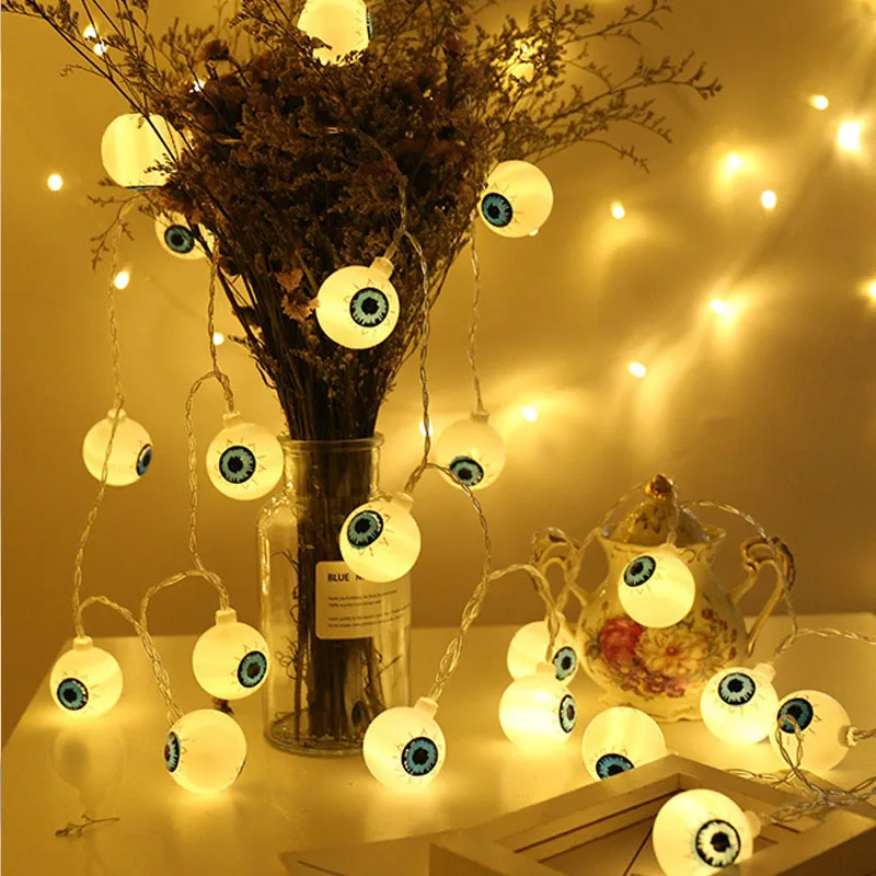 

20 Leds Bat Spider Ghost Eyeball String Lights Battery Operated Halloween Night Lamp Lights Party Home Decoration Fairy Lights