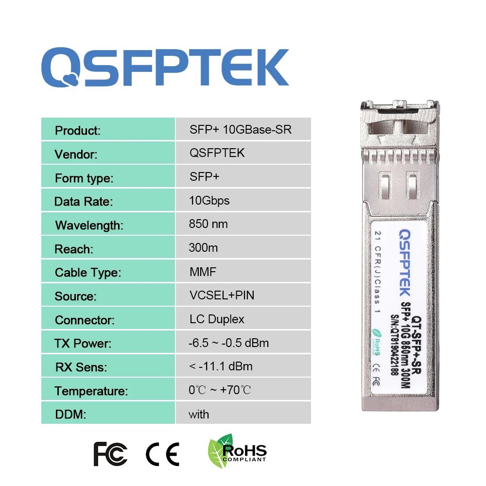 10GBASE SR SFP Transceiver Module 850nm 300m DDM LC MMF Mini GBIC Module for Mellanox Alcatel 5