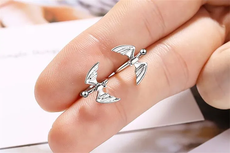 Серьги-каффы, 925 пробы, серебро, Ретро стиль, кость летучей мыши, клипсы для женщин, Стерлинговое серебро, ювелирные изделия, Pendientes ES012