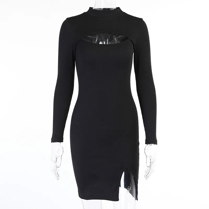 Женское трикотажное платье на молнии с V образным вырезом и длинным рукавом|dress