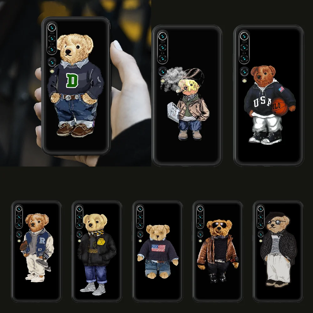 

fashion Cute Bear Italy Phone case for Xiaomi mi 4 5X 6 X A1 A2 8 9 T 10 F1 Lite pro SE Max Mix Note 2 3 lite black funda