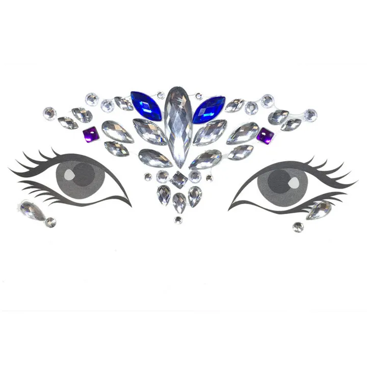 8   DIY Crystal Face Stickers For Women Masquerade Jewelry Party Decor Music Festival Colorful Rhinestone Eyebrows Face Sticker