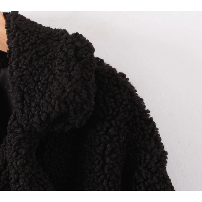 buy Fashion Za Women Coat 2019 Winter Faux Teddy Fur Solid Laple Collar Coats Long Sleeve Loose Outwear