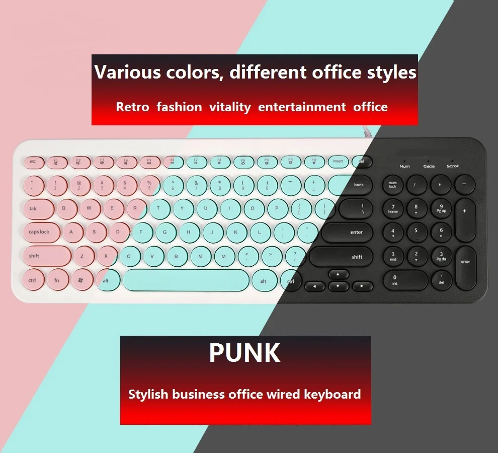 Super Cute Pink Keyboard Ultra Thin Silent Computer Gaming Keyboard