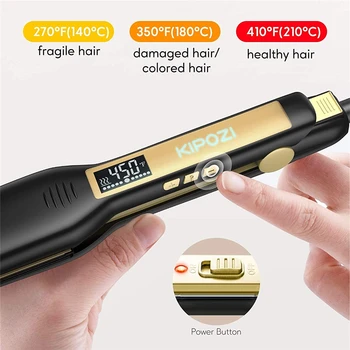 KIPOZI Professional Titanium Flat Iron Hair Straightener with Digital LCD Display Dual Voltage Instant Heating Curling Iron 2