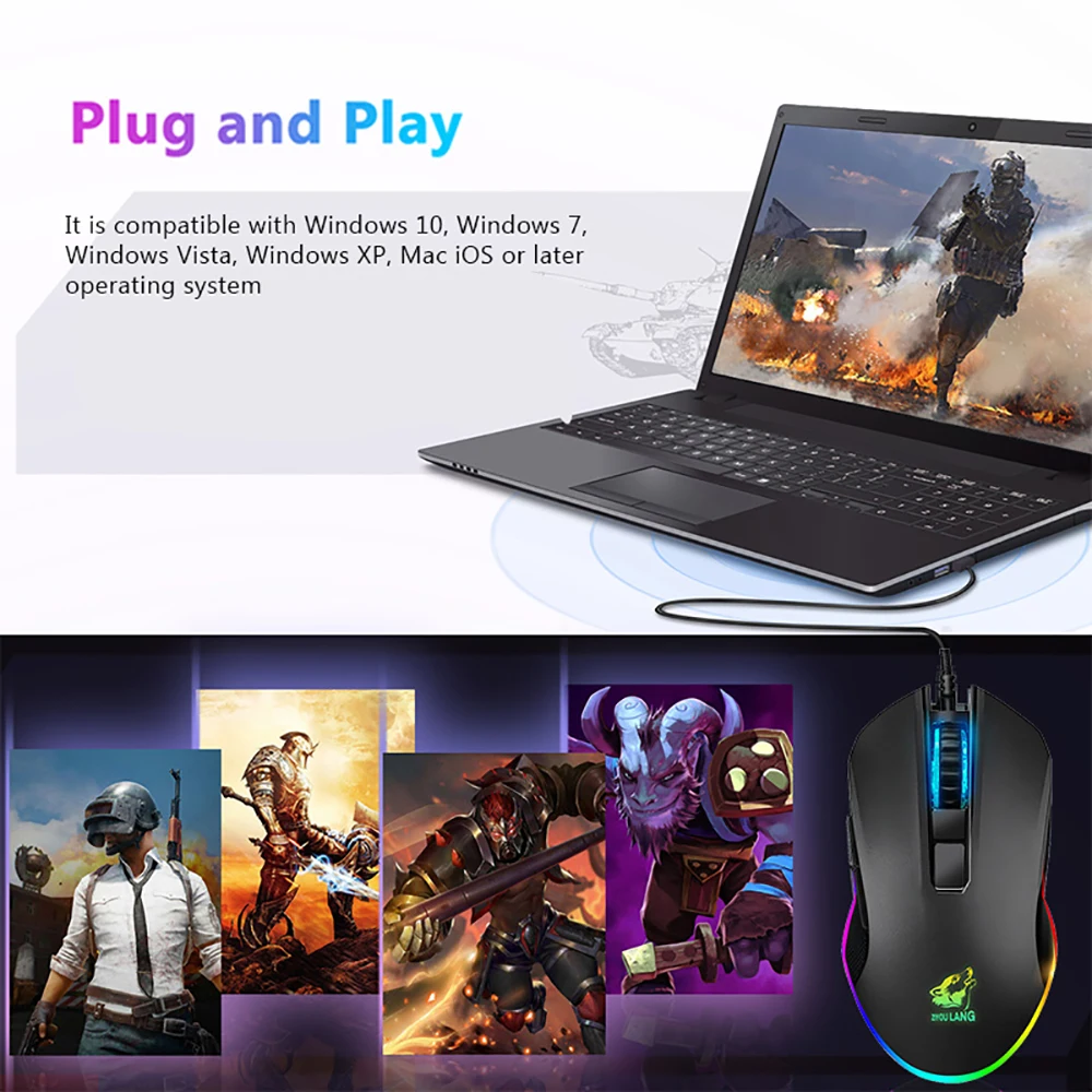 Professional Wired Gaming Mouse 6 Buttons 3200DPI Mice with RGB Backlight Optical Sensor USB Computer Mouse for PC Gamer Laptop PK Razer Gaming Mouse (10)