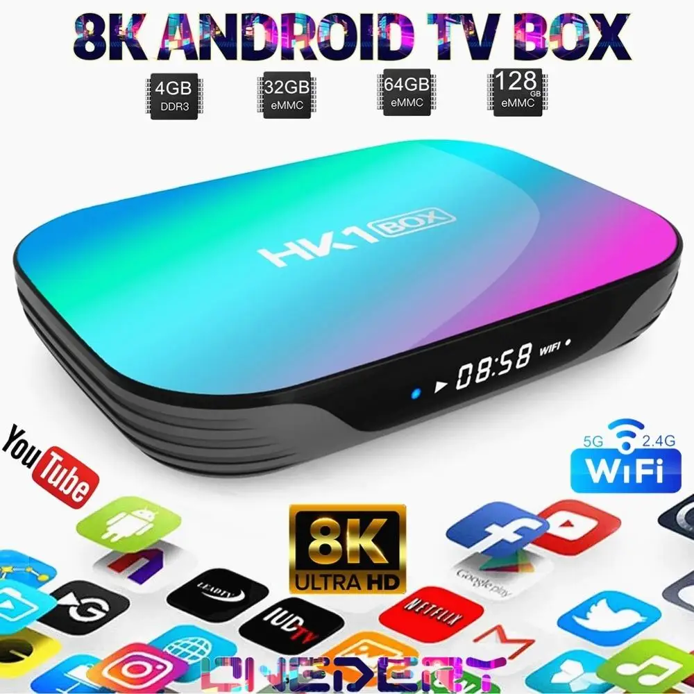  8K Ultra HD Android TV BOX Android 9.0 Smart TV BOX 5G WIFI 8K HDMI 2.1 USB 3.0 Amlogic Quad Core O