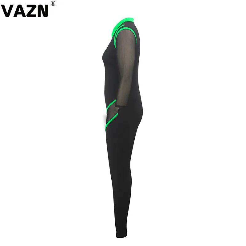VAZN SMR9265 продукт лето сексуальная леди 4 цвета gauzy комбинезон полный рукав молния Летающий костюм-комбинезон леди шикарный комбинезон