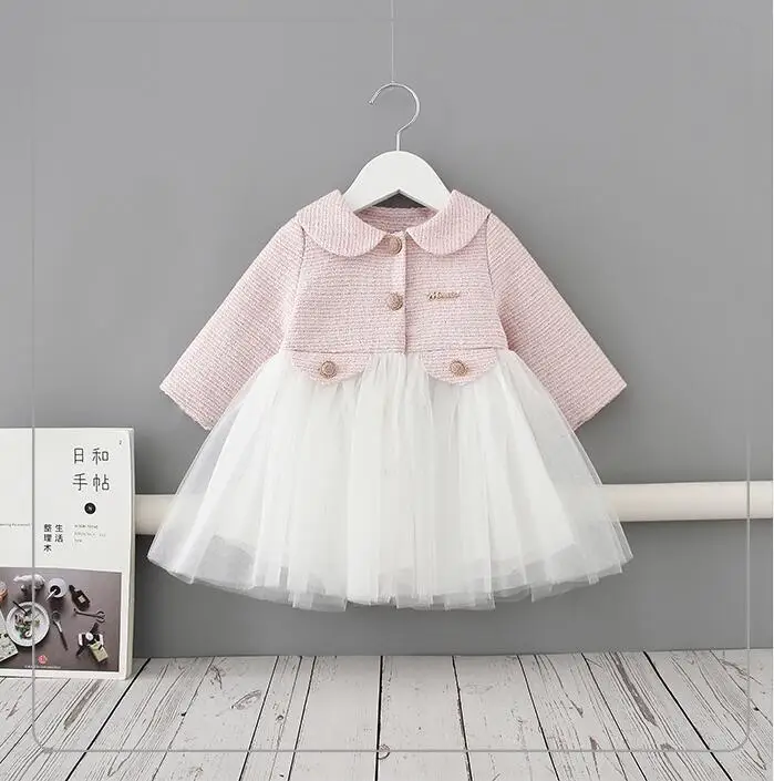 12,9, Одежда для новорожденных и малышей весеннее Сетчатое платье с длинными рукавами для маленьких девочек детские платья, размеры 73, 80, 90, 100, 110 см