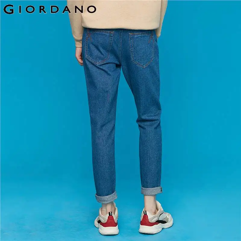 Giordano мужские джинсы потертые пять карманов джинсовые брюки средняя талия зауженные брюки джинсы Para Hombre повседневные 01119071