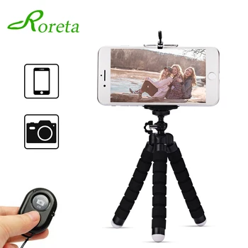 

Roreta Mini Flexible Sponge Octopus Tripod With Bluetooth Shutter Remote Smartphone Portable Tripod Holder For iPhone Samsung