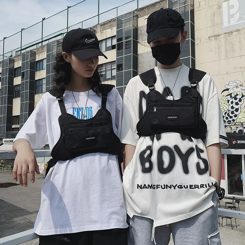 Men Tactical Chest Rig Bags Unisex Fashion Function Chest Bags Streetwear Hip Hop Bag Adjustable Oxford Cloth Vest Waist Bag