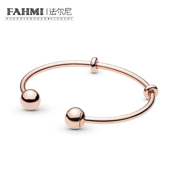 

FAHMI 100% 925 Sterling Silver New 1:1 586477 Rose Gold Open Bangle Fit DIY Beaded Charm Premium Products Women's Jewelry