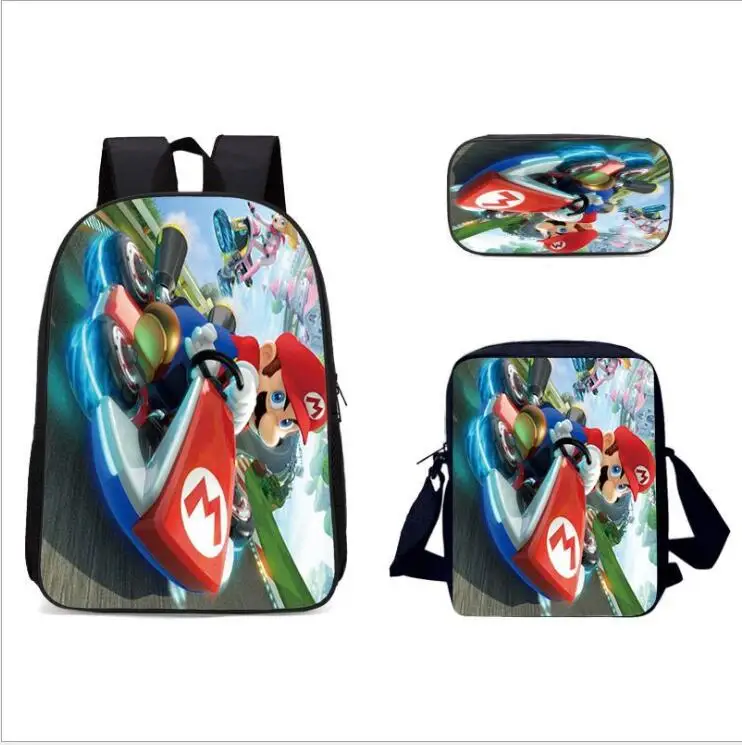 

Cartoon Super Mario 3D Printing Backpacks For Boys Girls Kid 3Pcs/Set School Bag Bookbag Shoulder Bag Children Mochila Escolar