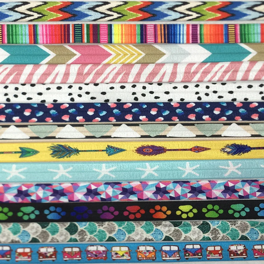 16mm Chevron Dot Arrow Car Paw Print Animal Fold over Elastic Band Sewing Tape Handmade Crafts Accessories DIY Baby Headband | Дом и сад