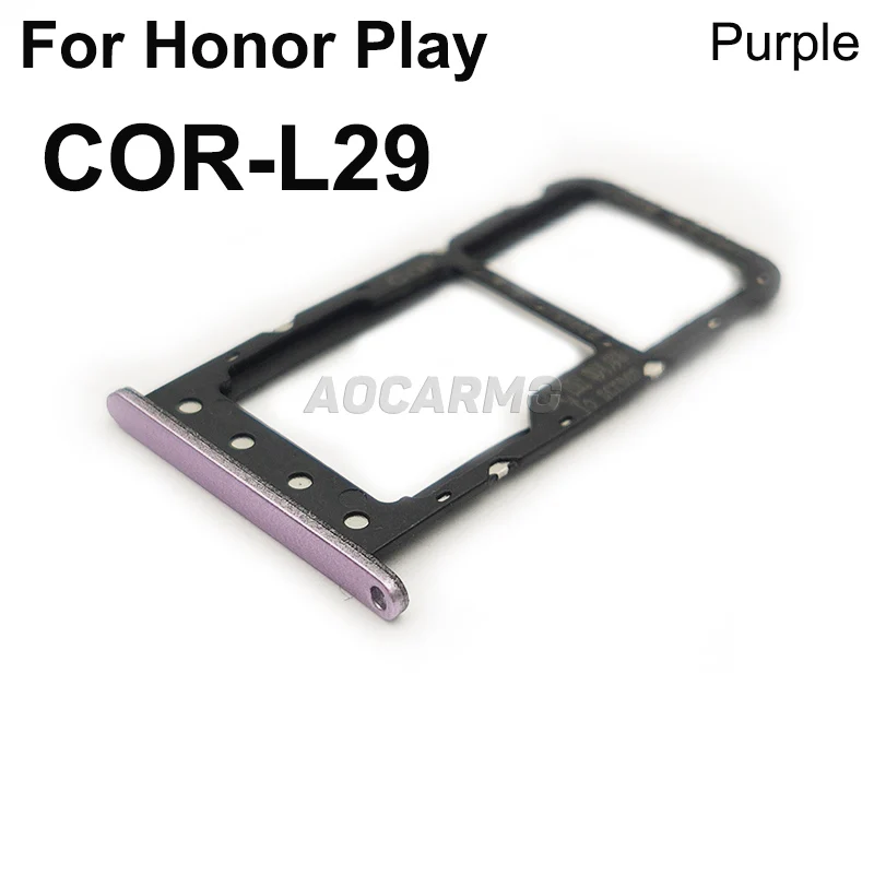 Aocarmo For Huawei Honor Play COR-L29 SD MicroSD Holder Nano Sim Card Tray Slot Replacement Part