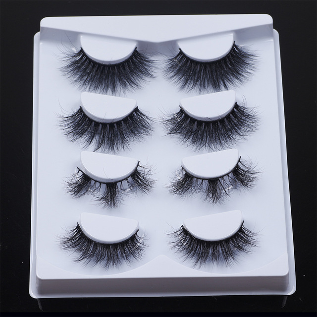 4Pair 3D Mink Eyelashes Fluffy Dramatic Eyelashes Makeup Wispy Mink Lashes Natural Long False Eyelashes Thick Fake Lashes