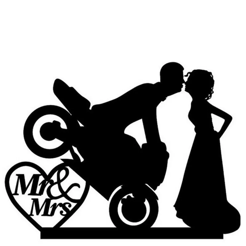 Мотоцикл торт Топпер невесты и жениха силуэт Mr Mrs акриловые украшения для