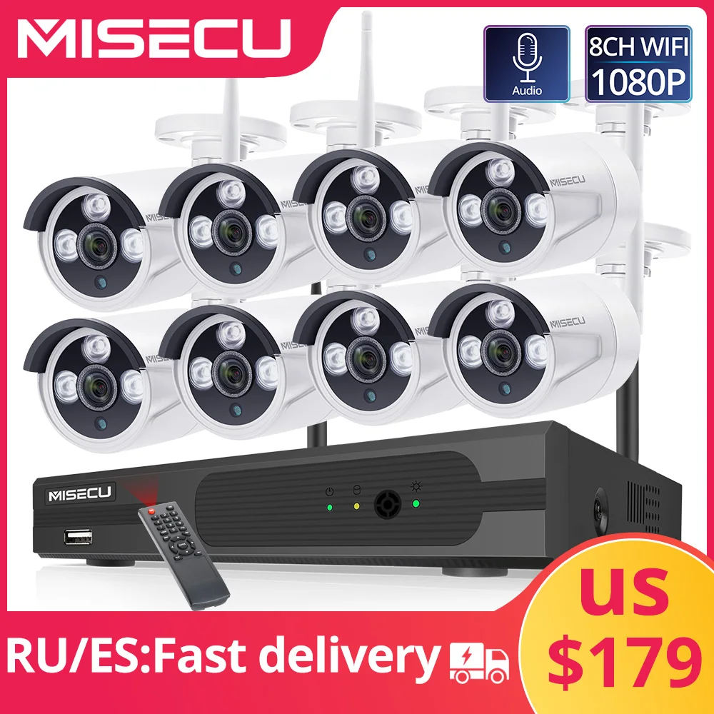 MISECU 8CH Беспроводная CCTV система 1080P 8 шт. 2MP NVR Wifi IR CUT наружная камера Аудио