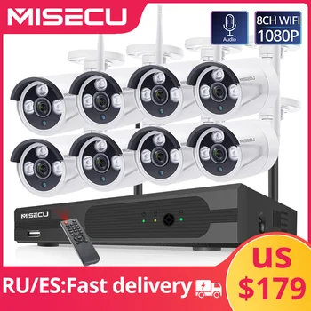 

MISECU 8CH Wireless CCTV System 1080P 8PCS 2MP NVR Wifi IR-CUT Outdoor CCTV Camera Audio Security System Video Surveillance Kit