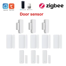 5 pçs casa inteligente tuya sensor da porta wifi zigbee app detector de sensor alarme automação residencial apoio segurança alexa google