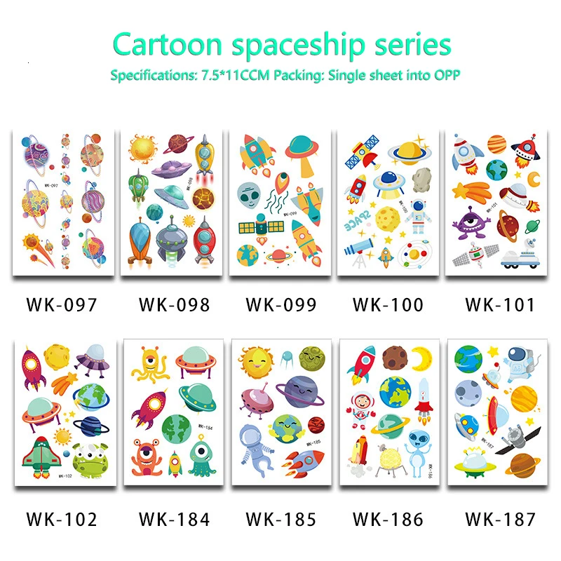 С рисунком космического дирижабль серии тату субсидий детей астронавт временная татуировка Стикеры