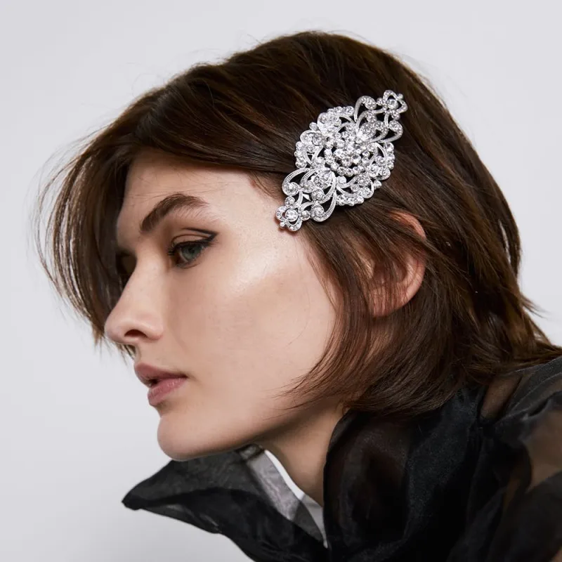 

ZA Gold Metal Hair Clip Pins Rhinestone Crystal Flower Hairpins Trendy Bobby Pins Party Palace Hair Accessories Wedding Gifts