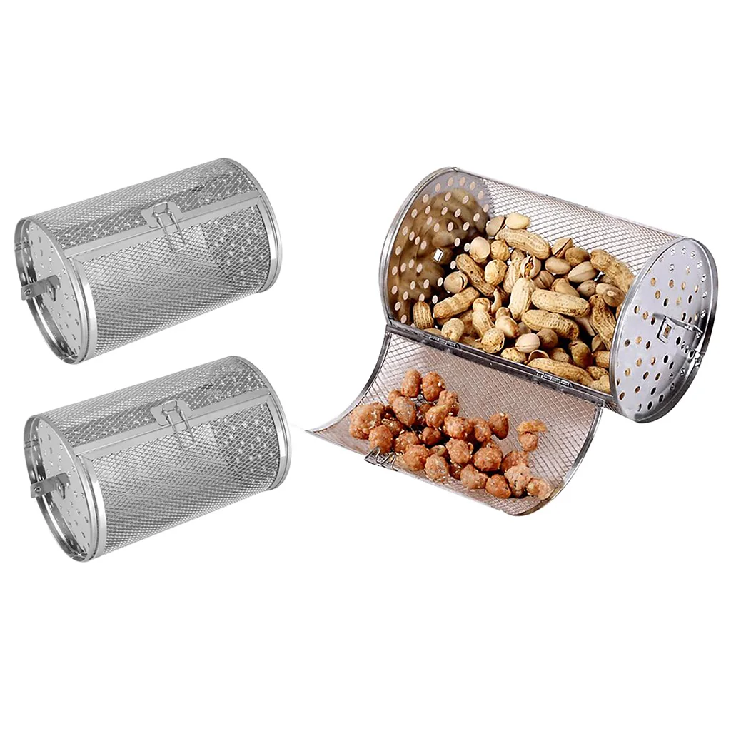 2x Stainless Steel Oven Basket Coffee Beans Baking BBQ Roaster Drum Kitchen