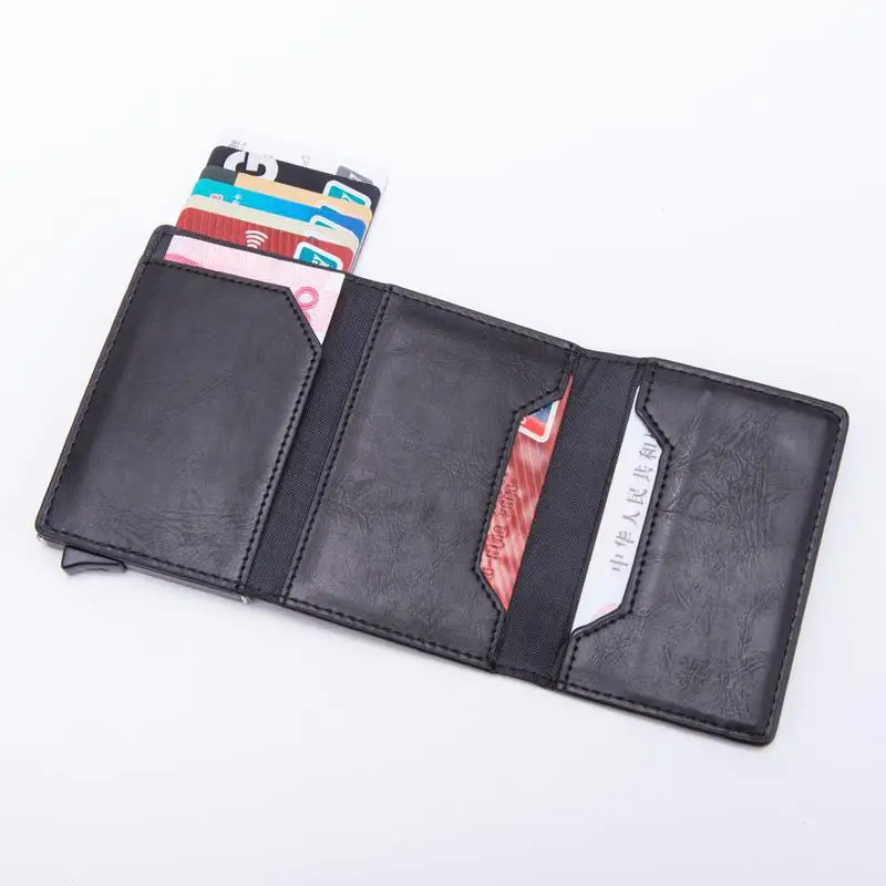 

Fashion Anti Rfid Men's Wallet Men Small Aluminum Alloy Credit Card Holder Blocking Rfid Purses Mini Leather Unisex Coin Wallets