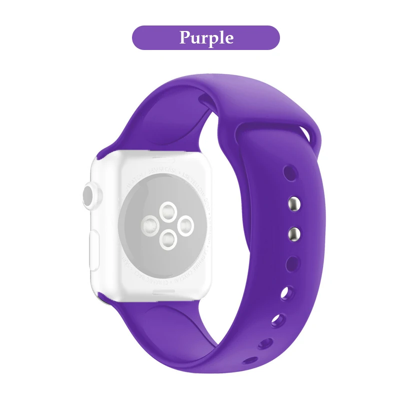 Purple Силиконовый сменный спортивный ремешок 38 мм 40 мм для Apple Watch Series 1 2 3 4 42 мм 44 мм ремешок на запястье для iWatch Sport Edition - Цвет: Purple