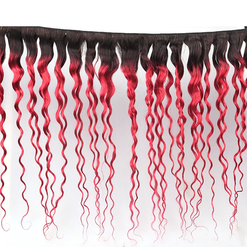 1B/99J бордовые бразильские волнистые человеческие волосы, пряди, два тона, Омбре, красный цвет, волосы для наращивания, не Реми, KEMY Hair, 3/4 шт