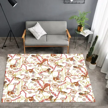 

Golden Flower Carpet Golden Chain Large Mats Euporean Pattern Area Rug 3D Print Outdoor Rug Vintage Baroque Play Crawl Floor Mat