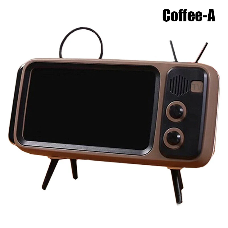 coffee-a Горячая мини-динамик Ретро ТВ мобильный телефон Подставка для экрана беспроводные портативные звуковые колонки для DOY - Цвет: coffee-a