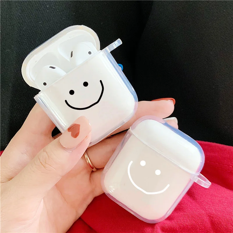 Модный простой чехол для наушников с улыбающимся лицом Apple AirPods 2 1 мягкий