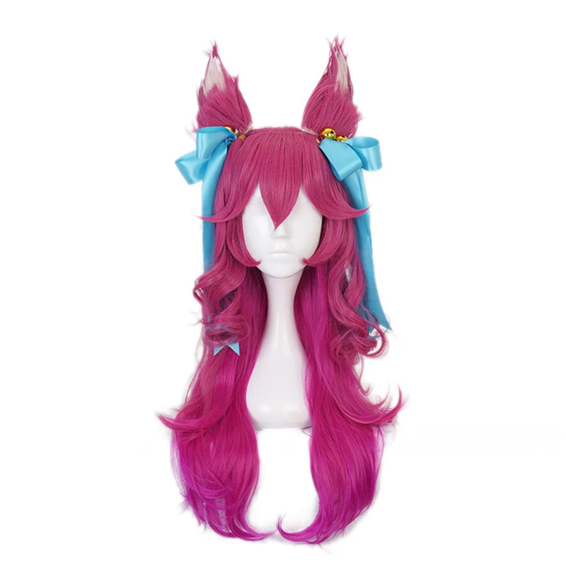 

Spirit Blossom Ahri Cosplay Wig Lol Cosplay Long Gradient Pink Heat Resistant Synthetic Hair Wig with Ears Headwear