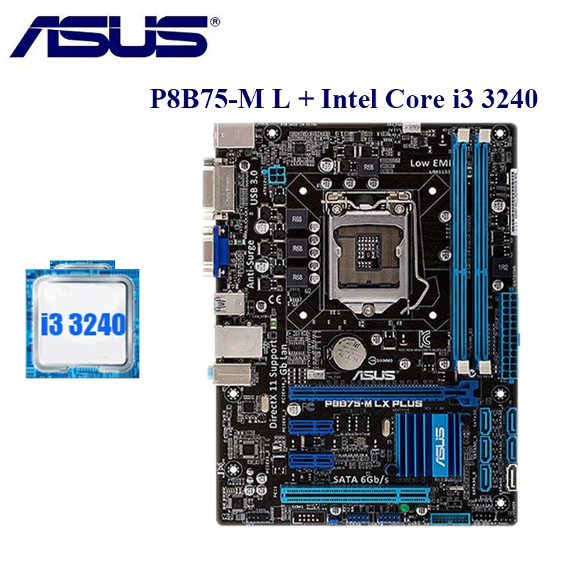 Asus P8B75-M LX рабочего Материнская плата B75 гнездо Intel i3 G3240 LGA 1155 i3 i5 i7 DDR3 16G uATX UEFI BIOS Отремонтированная материнская плата