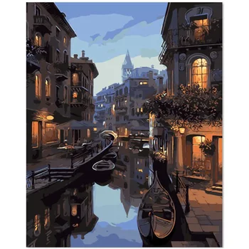 

1 Set Paint by Numbers Kit DIY Oil Painting Without Frame For Home Decoration Venice 40 x 50cm