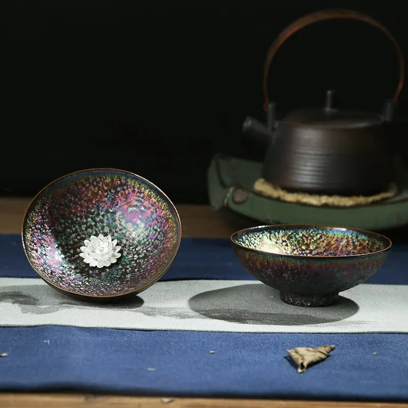 Красочные чайные наборы в измененная обжиганием в печи obsidian master cup особенности Ретро чайные наборы высокого класса