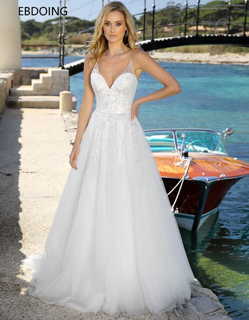 Vestidos De Novia, сексуальное свадебное платье трапециевидной формы с открытой спиной и v-образным вырезом, новейшее, на заказ, большие размеры, длинное свадебное платье для невесты