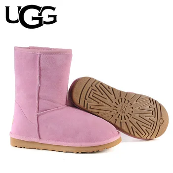 -Botas UGG clásicas con botón para mujer, botas de nieve, botas de Australia, lana de piel, 5825, 3/4